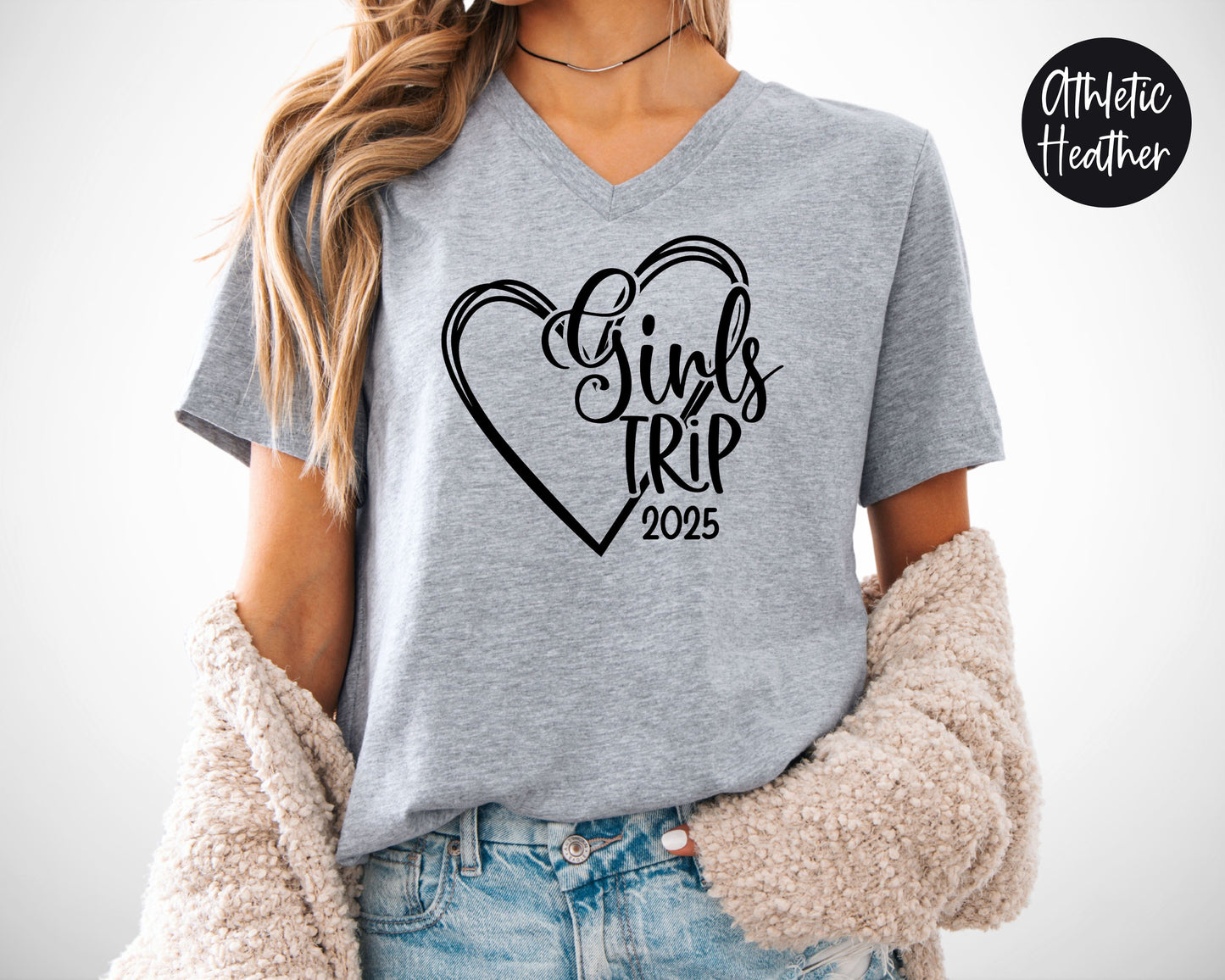 Girls Trip 2025 Heart V-Neck Shirt