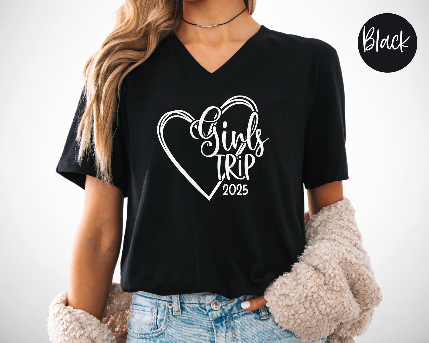 Girls Trip 2025 Heart V-Neck Shirt