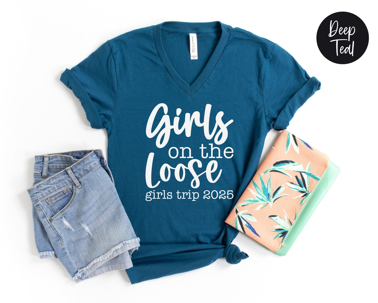 Girls On the Loose Girls Trip 2025 V-Neck Shirt