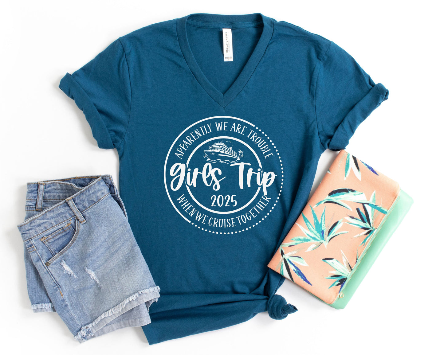 Apparently We Are Trouble When We Cruise Together Girls Trip 2025 V-Neck Shirt