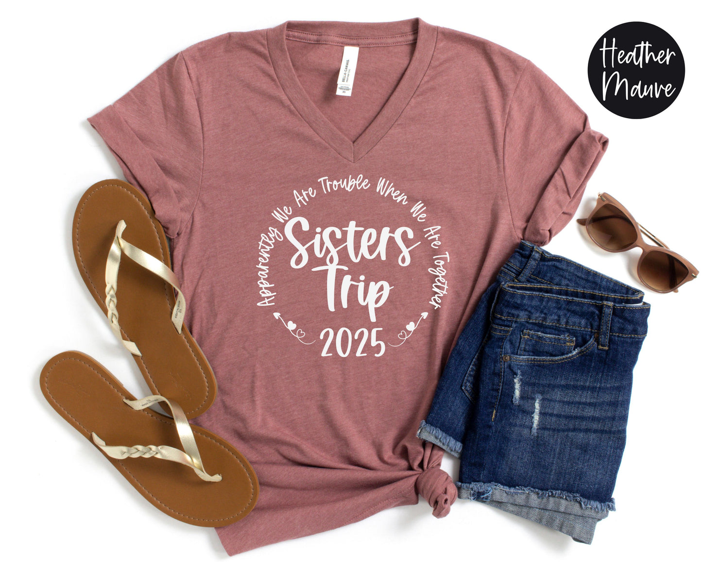 Apparently We Are Trouble When We Are Together 2025 Sisters Trip V-Neck Shirt