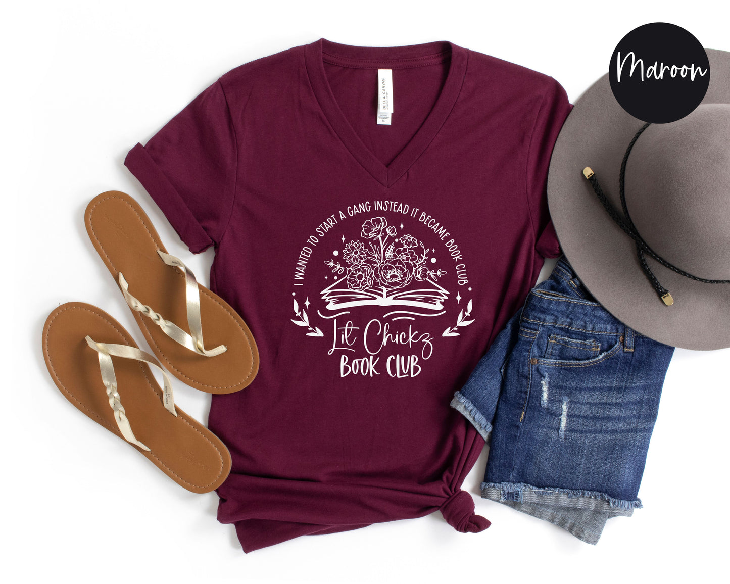 Lit Chickz Book Club Became a Book Club V-Neck Shirt