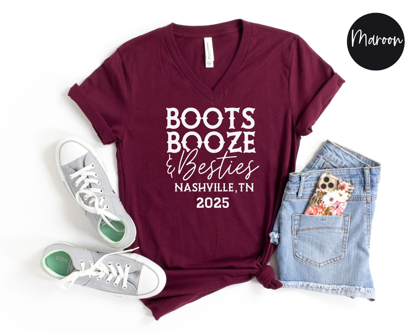 Boots Booze & Besties Nashville Trip 2025 V-Neck Shirt
