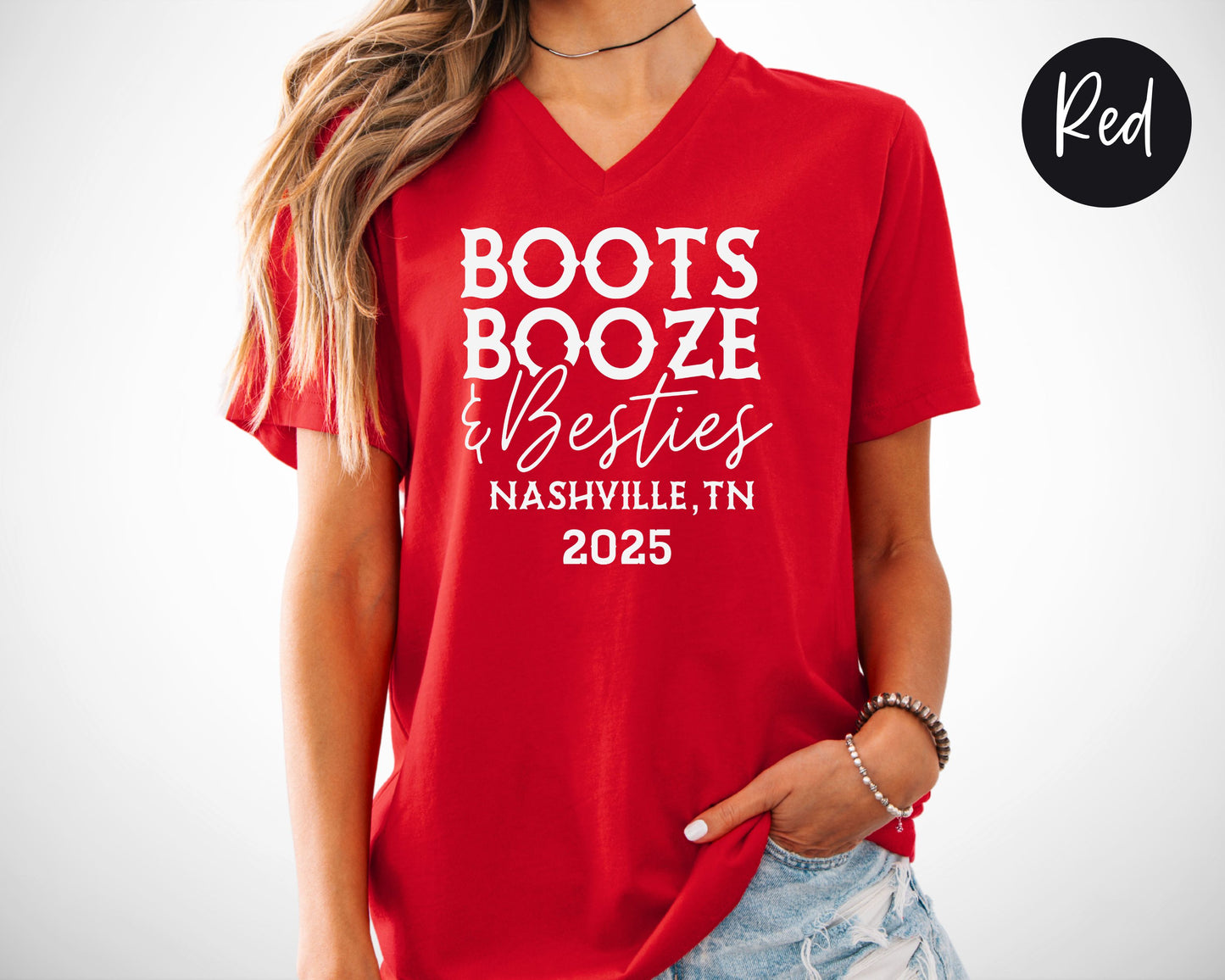 Boots Booze & Besties Nashville Trip 2025 V-Neck Shirt