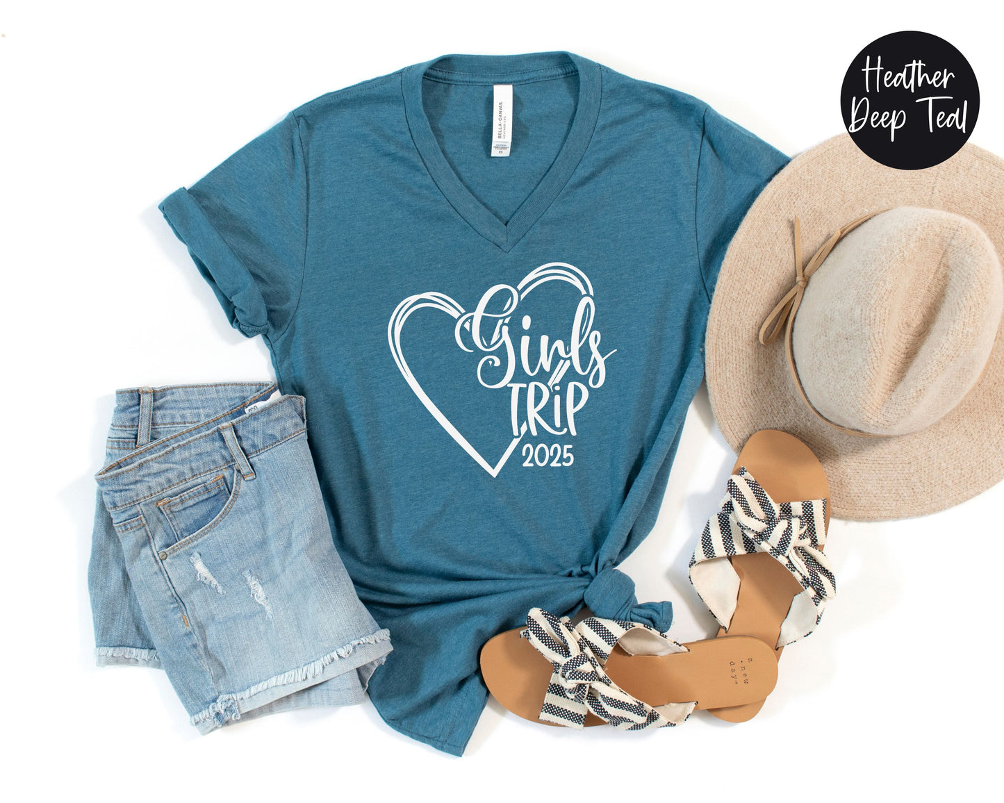 Girls Trip 2025 Heart V-Neck Shirt