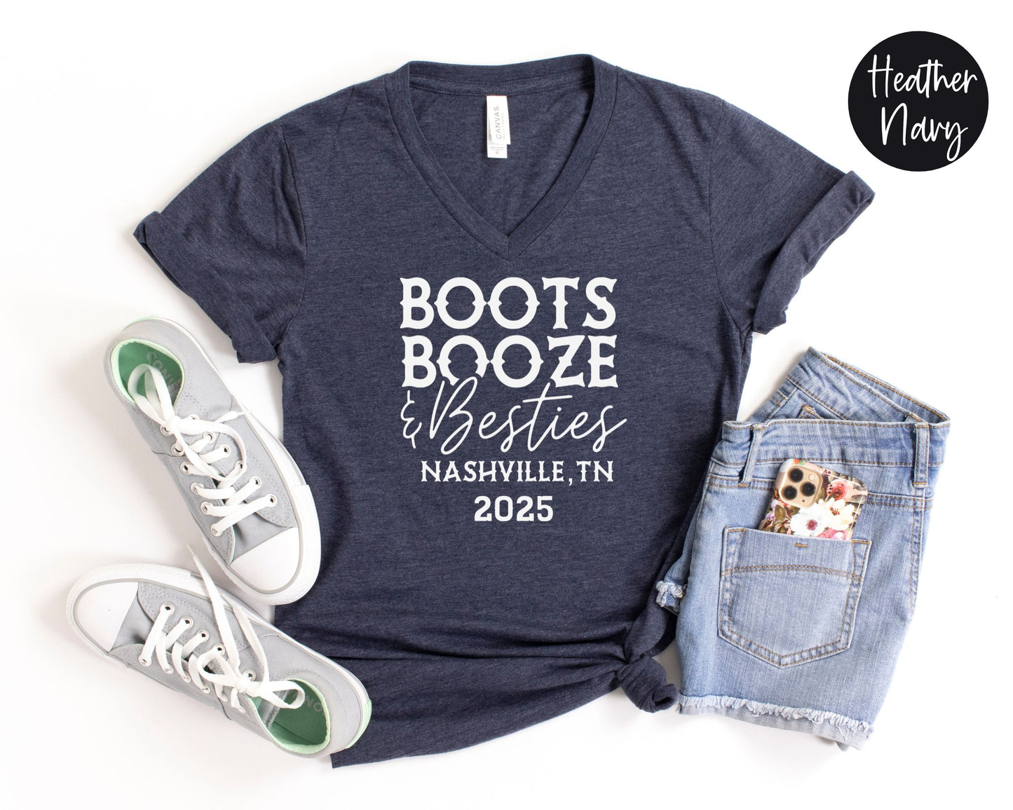 Boots Booze & Besties Nashville Trip 2025 V-Neck Shirt