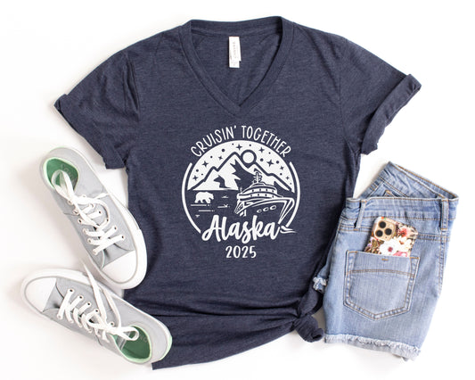 Cruisin' Together Alaska 2025 Unisex V-Neck Shirt