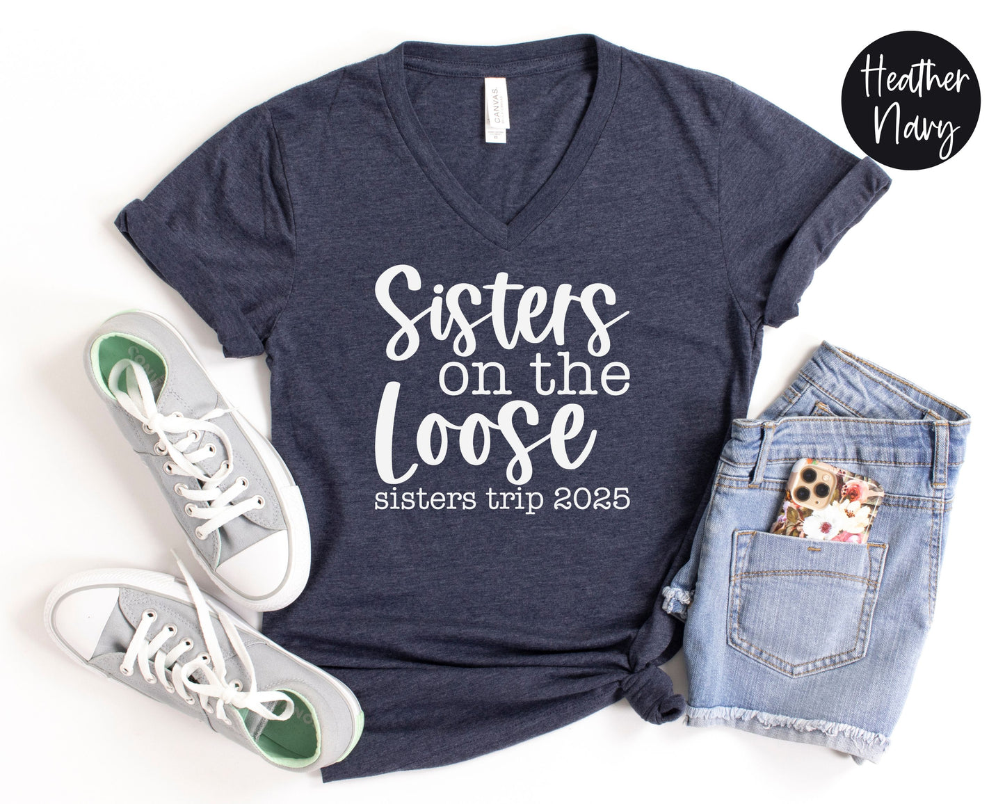 Sisters On the Loose Sisters Trip 2025 V-Neck Shirt