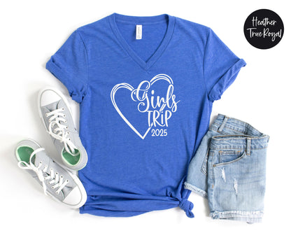 Girls Trip 2025 Heart V-Neck Shirt