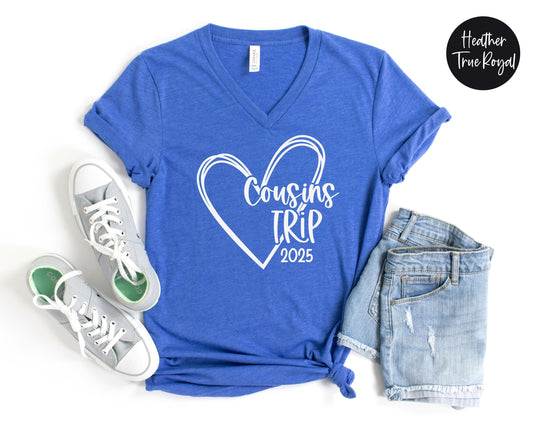 Cousins Trip 2025 Heart Women's V-Neck Shirt