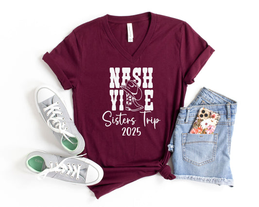 Nashville Boots Sisters Trip 2025 V-Neck Shirt