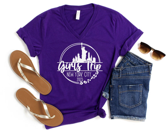 New York City Girls Trip 2025 V-Neck Shirt