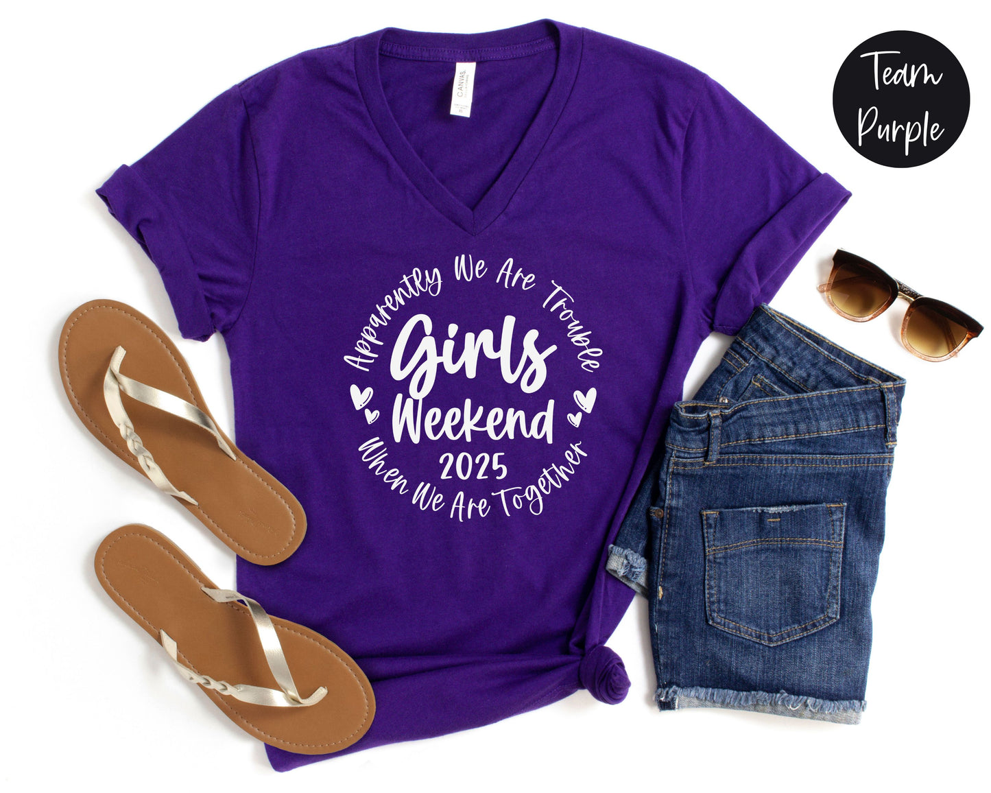 Apparently We Are Trouble When We Are Together Girls Weekend 2025 V-Neck Shirt