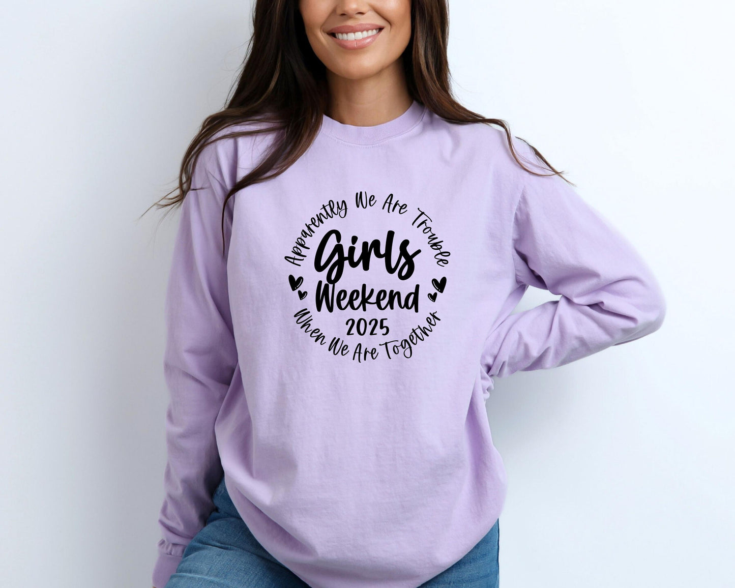 Apparently We Are Trouble When We Are Together Girls Weekend 2025 Long Sleeve Shirt, Travel Vacation Tee, Matching Girls Trip t-shirts