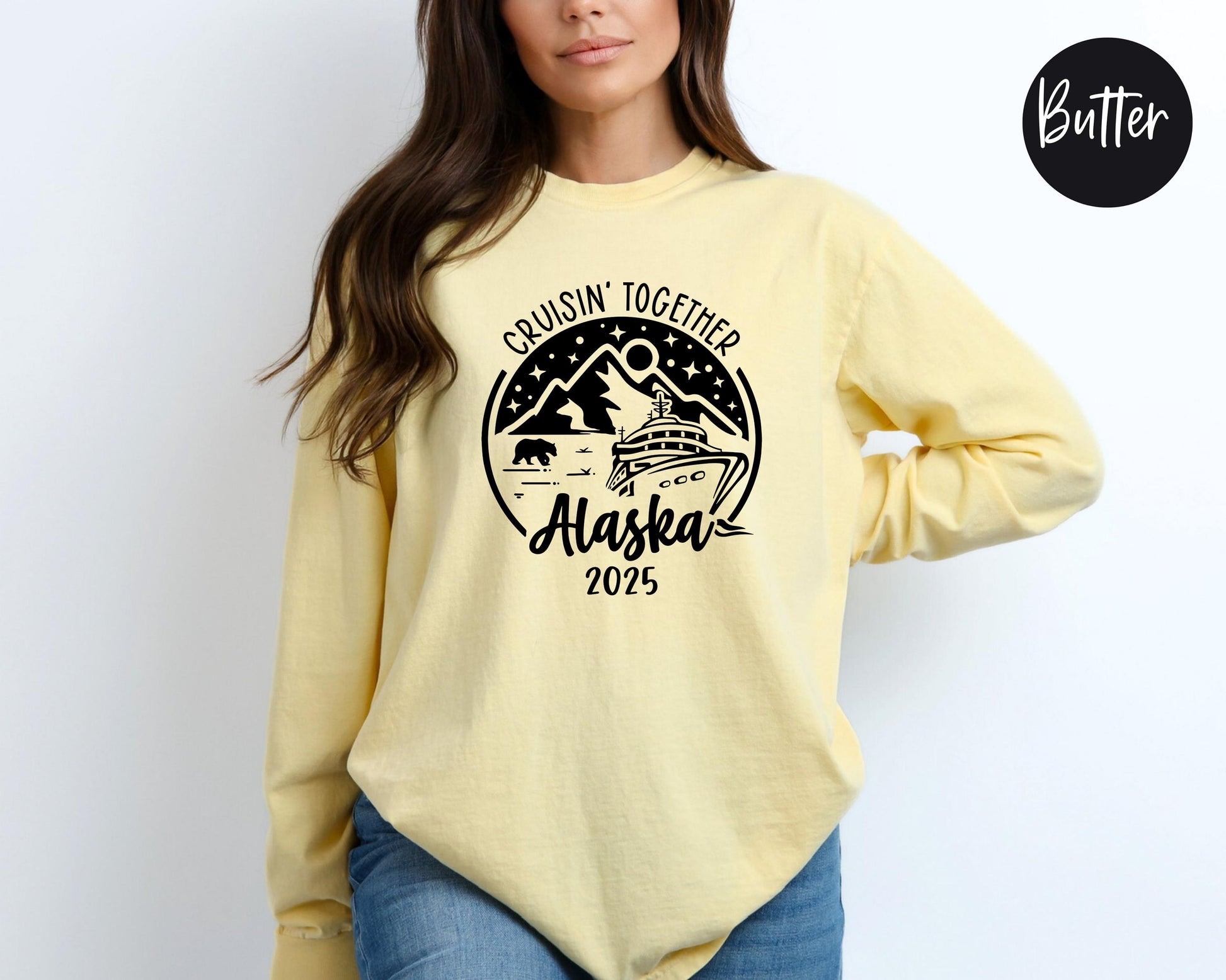 Cruisin' Together Alaska 2025 Long Sleeve Shirt, Sisters Trip, Girls Trip Shirt, Family Vacation Trip Tee, Matching t-shirts, Cruise Shirts