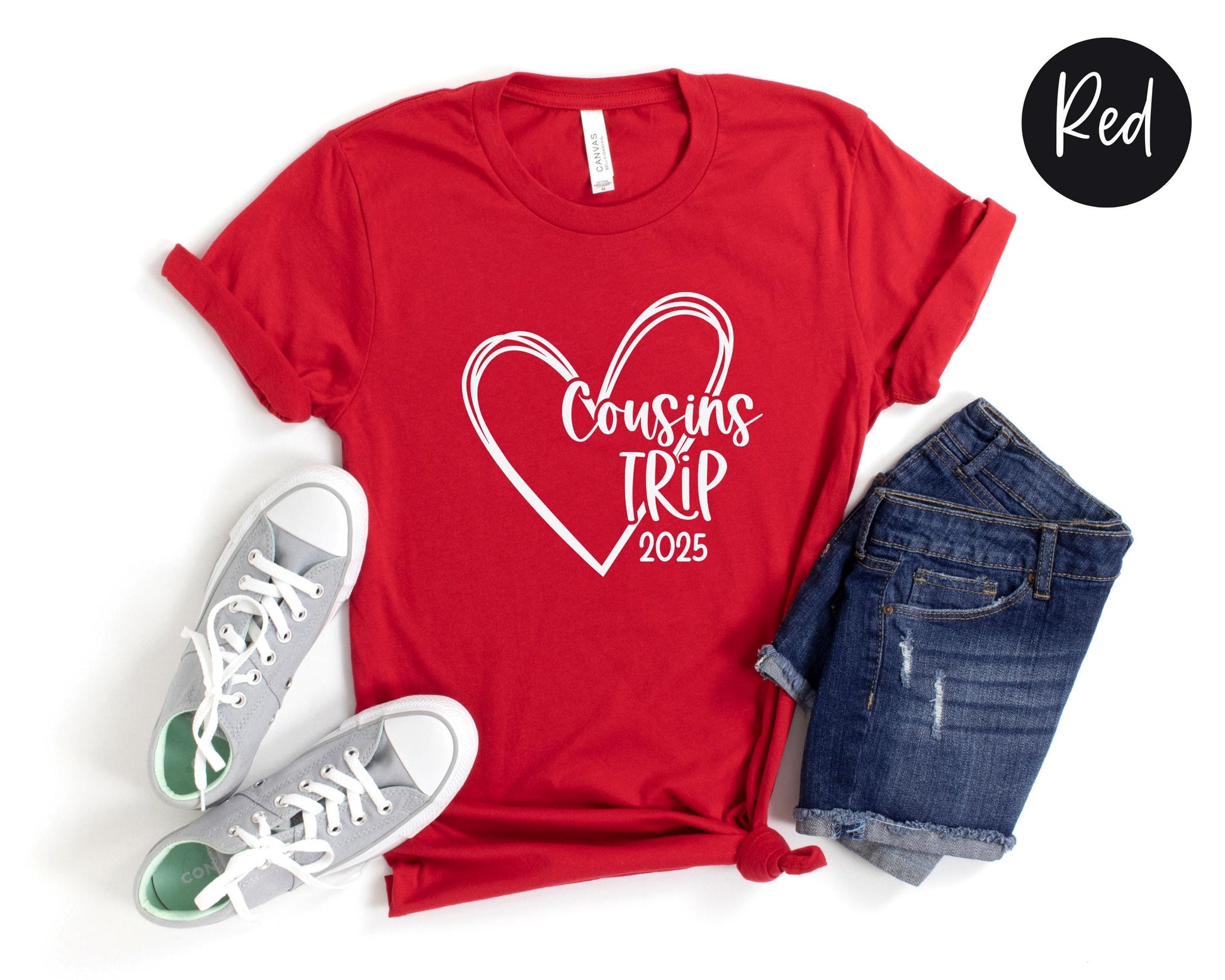 Cousins Trip 2025 Heart Shirt, Family Reunion Weekend Trip, Travel Vacation Tee, Matching Cousin t-shirts