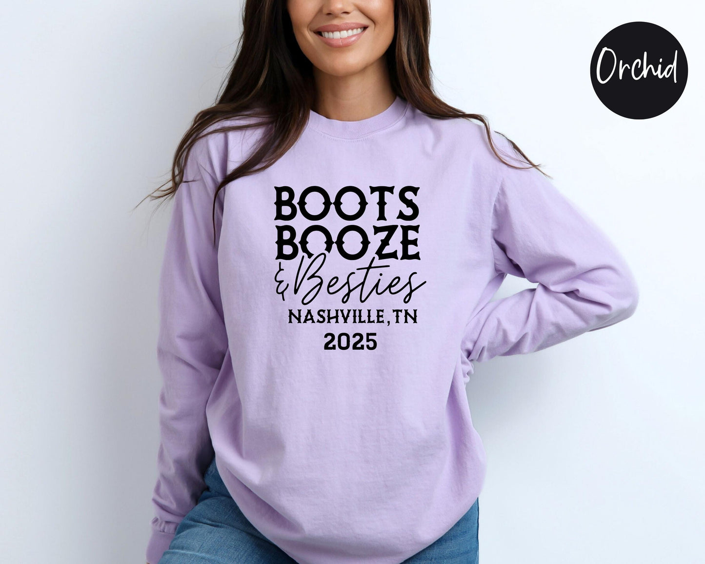 Boots Booze & Besties Nashville Girls Trip 2024 Long Sleeve Shirt