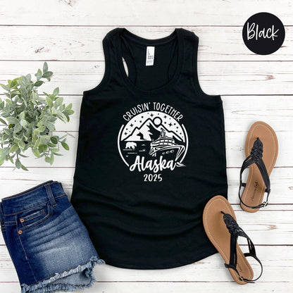 Cruisin' Together Alaska 2025 Racerback Tank Top, Sisters Trip, Girls Trip Shirt, Family Vacation Trip Tee, Matching tanks, Cruise Shirts