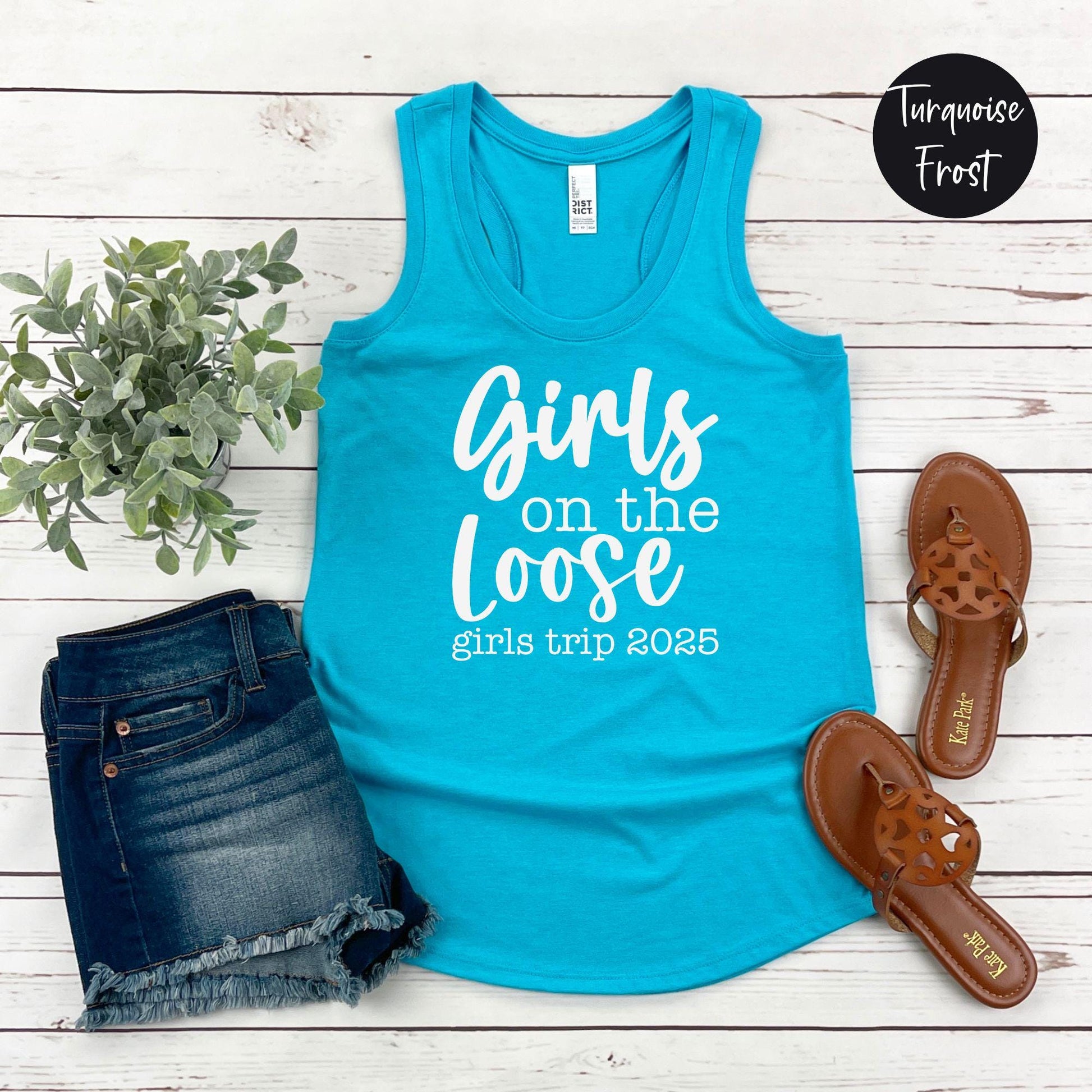 Girls On the Loose Girls Trip 2025 Racerback Tank Top, Crazy Girls Weekend, Travel Vacation Tee, Matching t-shirts