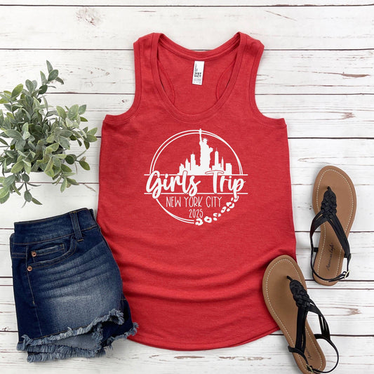 New York City Girls Trip 2025 Racerback Tank Top, Crazy Girls Weekend, Travel Vacation Tee, Matching t-shirts