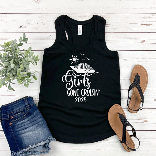 Girls Gone Cruisin' 2025 Racerback Tank Top, Cruise Trip, Matching Cruise Girls Trip Shirts, Travel Vacation Tees