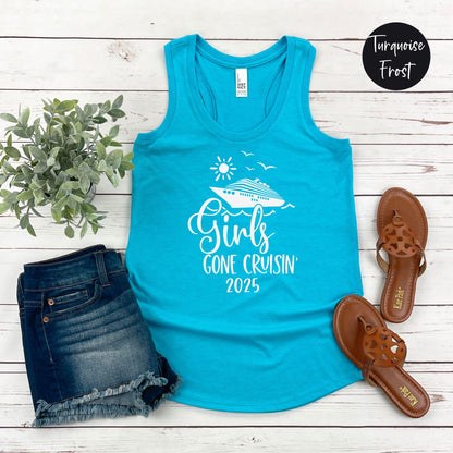 Girls Gone Cruisin' 2025 Racerback Tank Top, Cruise Trip, Matching Cruise Girls Trip Shirts, Travel Vacation Tees