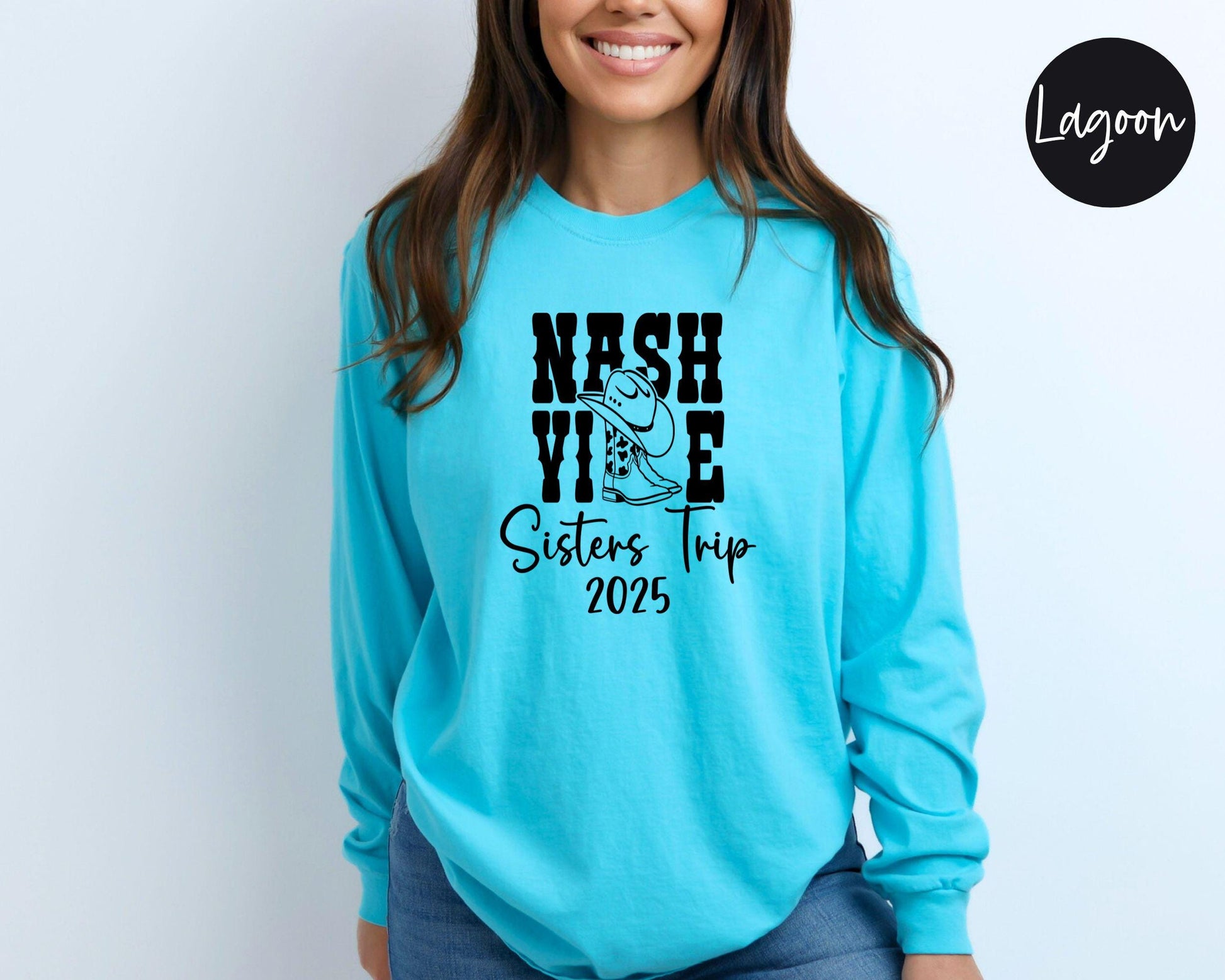 Nashville Boots Sisters Trip 2025 Long Sleeve Shirt, Sisters Weekend Getaway, Family Vacation Tee