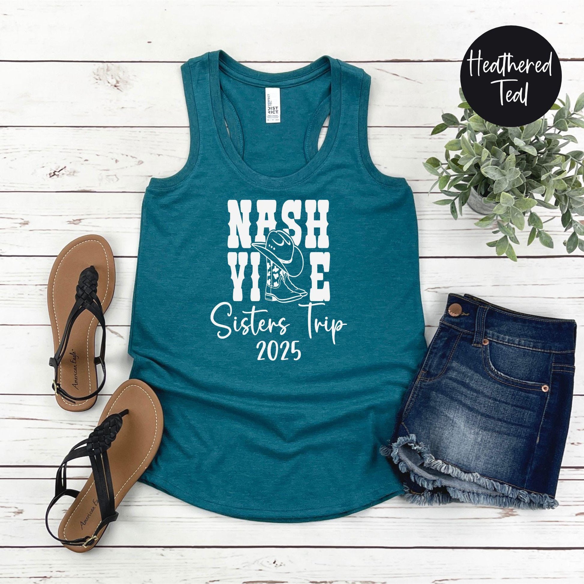 Nashville Boots Sisters Trip 2025 Racerback Tank Top, Sisters Weekend Getaway, Family Vacation Tee, Matching Sisters Trip Shirts