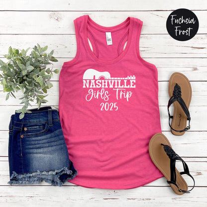 Nashville Girls Trip 2025 Racerback Tank Top, Girls Weekend Getaway, Travel Vacation Tee, Matching Girls Trip Shirts