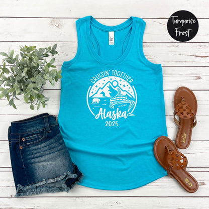 Cruisin' Together Alaska 2025 Racerback Tank Top, Sisters Trip, Girls Trip Shirt, Family Vacation Trip Tee, Matching tanks, Cruise Shirts