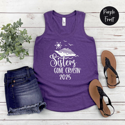 Sisters Gone Cruisin' 2025 Racerback Tank Top, Crazy Sisters Weekend, Travel Vacation Tee, Matching shirts