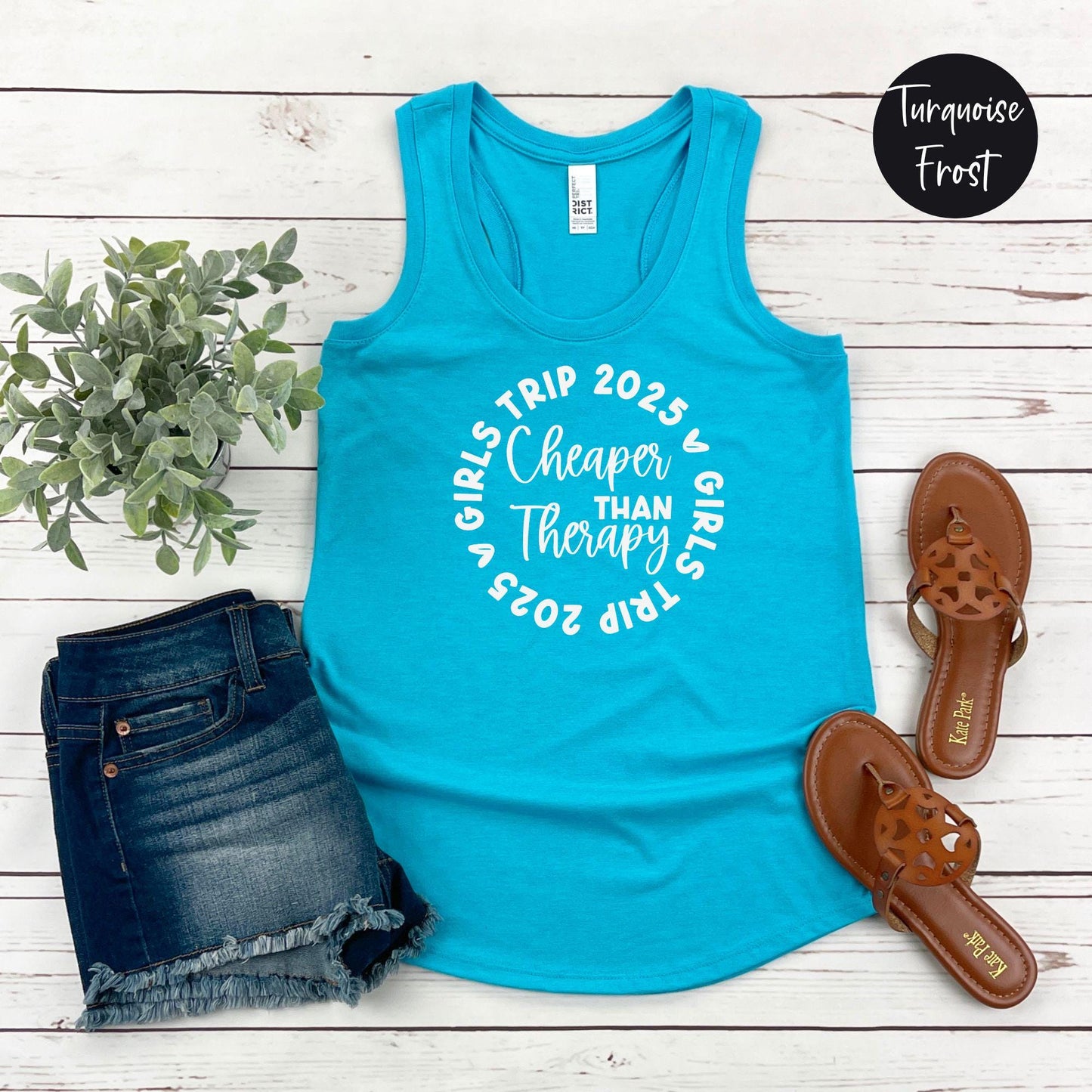 Girls Trip 2025 Cheaper Than Therapy Racerback Tank Top, Girls Trip Shirt, Travel Vacation Tanks, Matching shirts, Bachelorette Tees