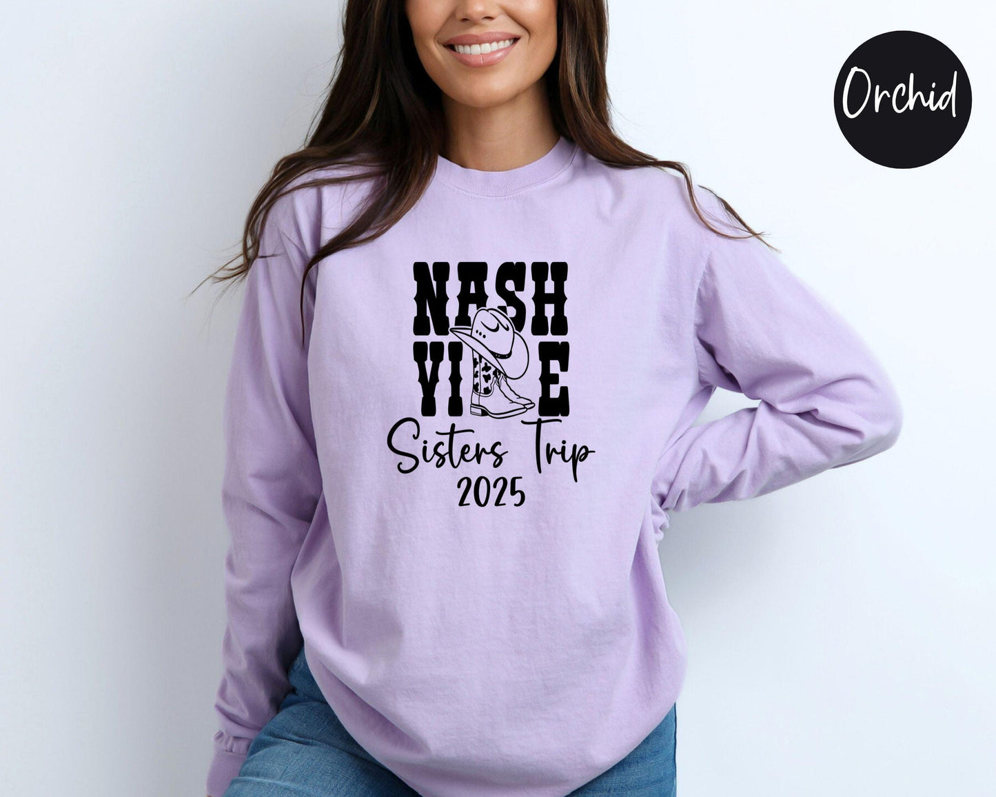 Nashville Boots Sisters Trip 2025 Long Sleeve Shirt, Sisters Weekend Getaway, Family Vacation Tee