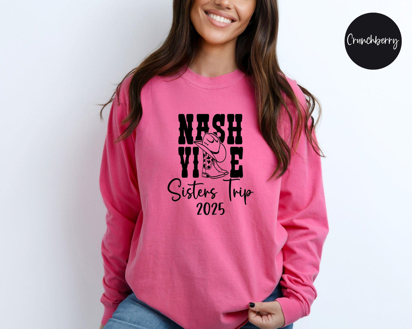 Nashville Boots Sisters Trip 2025 Long Sleeve Shirt, Sisters Weekend Getaway, Family Vacation Tee