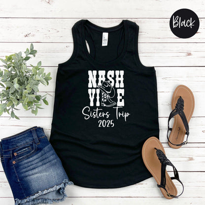 Nashville Boots Sisters Trip 2025 Racerback Tank Top, Sisters Weekend Getaway, Family Vacation Tee, Matching Sisters Trip Shirts